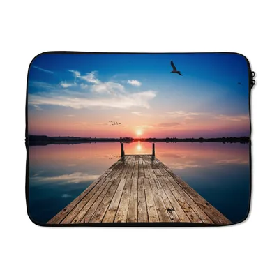 Produktbild von MuchoWow® Laptop Hülle 15 Zoll Steg - Wasser - Sonnenuntergang - Rosa - Horizont Laptoptasche - Laptoptasche - Sleeve - Rundum-Schutz