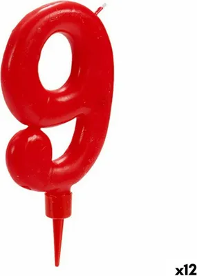Produktbild von Kerze Rot Geburtstag Zahle 9 (12 Stück)