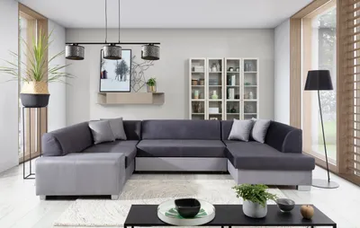 Produktbild von Havana Wohnlandschaft 320 x 207 cm Dunkelblau / Grau (Velour), Ausführung:Rechts