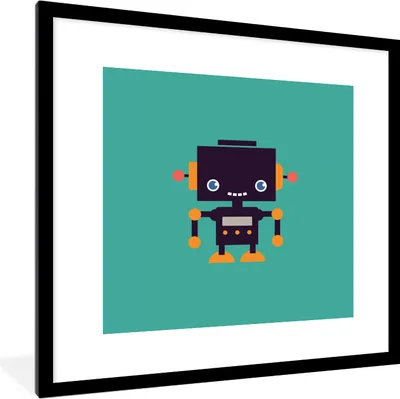 Produktbild von MuchoWow® Gerahmtes Poster Roboter - Gesicht - Antenne - Blau - Jungen 40x40 cm - Poster mit Schwarzem Bilderrahmen Wandposter Rahmen Foto Bilder - Poster - Plakat im Rahmen