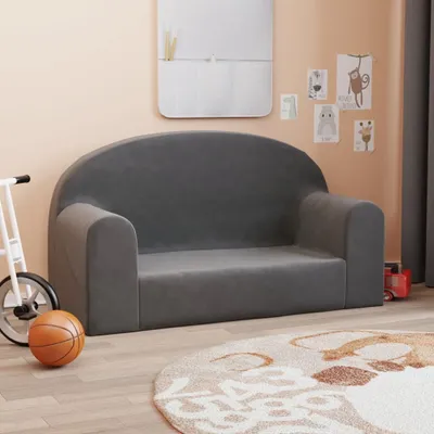 Produktbild von Cloris DesignMöbel Kindersofa 2-Sitzer Anthrazit Weich Plüsch , Kinderschränke 2024 Neu