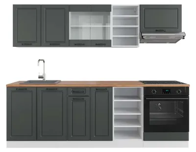 Immagine prodotto di Cucina componibile Vicco R-Line Antracite rustico/bianco 240 cm , PL Rovere, Model 42522