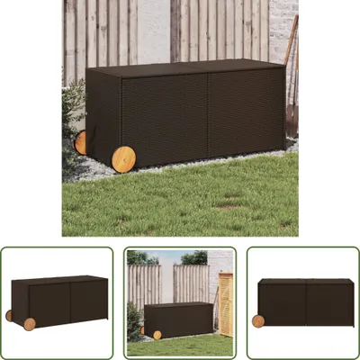 Image de The Living Store Coffre de jardin à roulettes Marron 283L Poly rotin