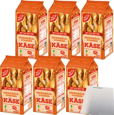 Produktbild von Gut & Günstig Gebäckstangen mit Käse aus Hefeteig gedreht 6er Pack (6x150g Packung) + usy Block