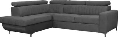 Produktbild von Ecksofa mit Schlaffunktion und Bettkasten | Couch für Wohnzimmer, Schlafsofa Sofagarnitur Sofa Eckcouch L-Form Wohnlandschaft mit Bettfunktion - BESTE (Dunkelgrau  Monolith 95, links)