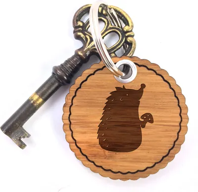 Produktbild von Mr. & Mrs. Panda Schlüsselanhänger Igel mit Pilz - Geschenk, Fliegenpilz, anhänger schlüssel, für, Winterruhe, Holz, Herbst, Wald, Taschenanhänger
