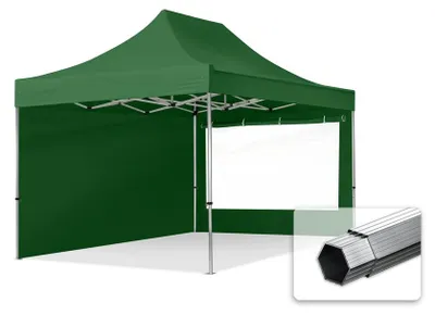 Obrázek produktu pro Nůžkový stan 3x4,5 m, hliník, vč. 2 bočnic tmavě zelená