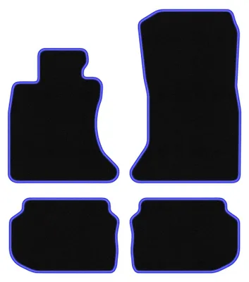 Image de Tapis de sol en moquette pour BMW 5 F11 xDrive 2010-2013 (break/Touring) – jeu 4 pièces, noir/bleu, sur mesure – Wielganizator CARLUX