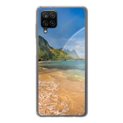 Produktbild von MuchoWow® Handyhülle Schutzhülle Hülle für Samsung Galaxy A12 Ein schöner Regenbogen am Tunnels Beach in Hawaii Silikon Softcase Handy Hülle - Bild