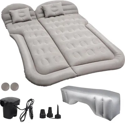 Produktbild von Luftmatratze für das Auto – aufblasbares Doppelbett – Luftmatratze für Camping – grau mit Luftpumpe