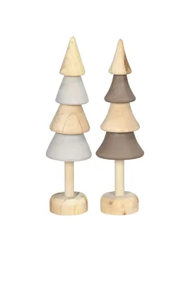 Produktbild von Holz Tanne Baum Dekotanne zum Stellen Ø6cm H24cm Advent natur/braun/grau Winter Weihnachten Tisch Fenster Aufsteller Dekoration