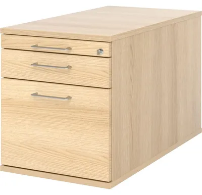 Produktbild von Rollcontainer 80cm 1 Schub 1 Hängeregistratur Schloss Bügelgriff Eiche