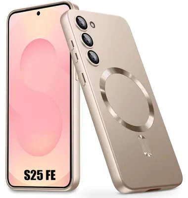 Image de Coque pour Samsung Galaxy S25 FE, Protection Silicone Anti-Rayures Antichoc avec Cercle Magnétique - Doré