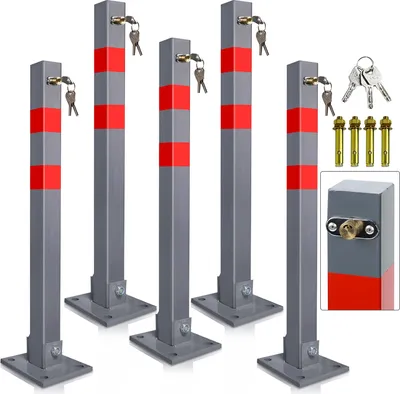 Produktbild von Aopunly Absperrpfosten 5X Parkplatzsperre Klappbar 66cm abschließbar rostfreier