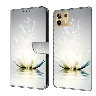 Produktbild von CLM-Tech Handyhülle kompatibel mit Xiaomi Redmi Note 13 5G Hülle - Tasche aus Kunstleder - Klapphülle mit Ständer und Kartenfächern - Schutzhülle Wallet Case Cover Lotus Lampe