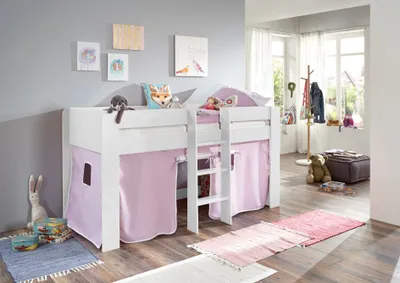 Produktbild von Relita Halbhochbett ANDI Liegefläche 90 x 20 cm Nachbildung natur inkl. Vorhang; BH1684117+TX5002027