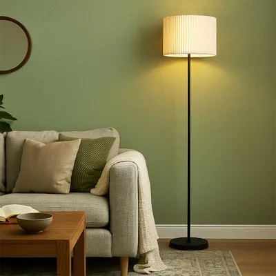 Produktbild von LED Stehleuchte, Textil natur, schwarz, H 152 cm