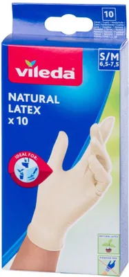 Obrázek produktu pro Vileda Natural Latex Rukavice Jednorázové S/M 10 Ks 170980