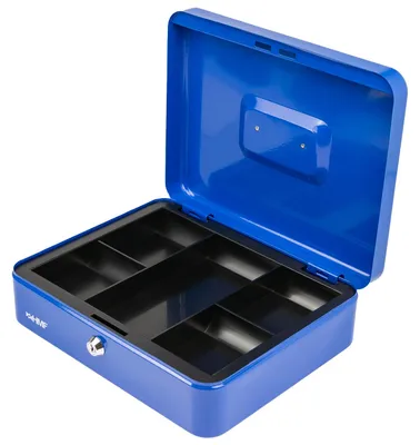 Geldkassette mit Münzeinsatz von HMF mit 30 cm Breite in Blau