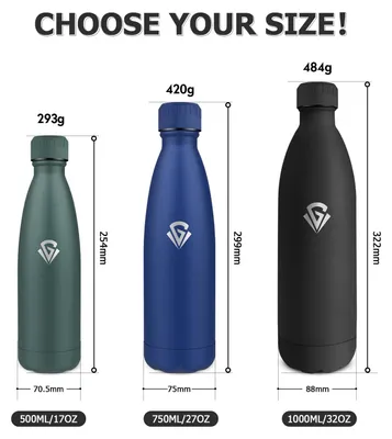 Produktbild von Edelstahl Trinkflasche 1L, Auslaufsicher, BPA-frei, Thermosflasche für Sport,