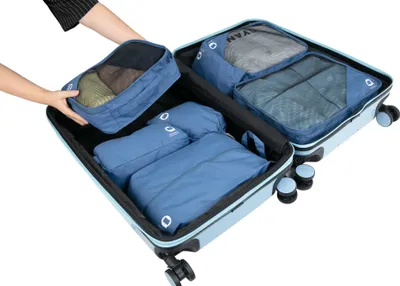 Immagine prodotto di Set di borse da viaggio organizer 7 pezzi impermeabili Organizer per valigie Aiuto per fare le valigie Cubi da viaggio Sacchetti da viaggio Cubi per riporre i vestiti Organizer per bagagli, blu scuro