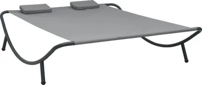 Produktbild von Sonnenliege Anthrazit Stoff 200x145 cm Liegefläche witterungsbeständig inkl. 2 Kissen
