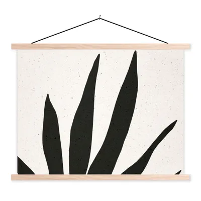 Produktbild von MuchoWow® Textilposter Blatt - Pflanze - Minimalismus 120x90 cm mit holzfarbenen Rahmen - Magnetisch