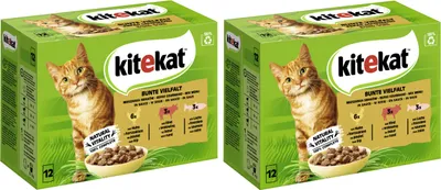 Produktbild von KITEKAT™ Multipack Portionsbeutel Bunte Vielfalt 3 Varietäten Huhn, Rind, Lachs in Sauce 2 x 12 x 85g