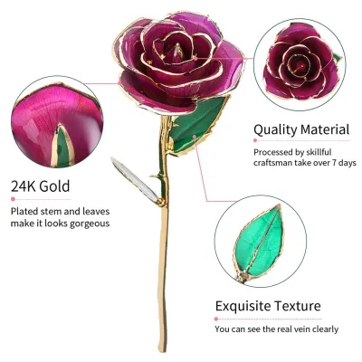 Produktbild von Goldene Rose,24K Goldene Rose,Gold Rose Blumen,24K Gold Rose Blumen,Goldene Rose Geschenke,Getauchte Blume