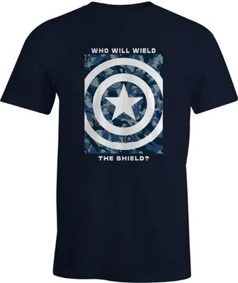 Produktbild von Captain America - "Who Will Wield The Shield?" T-Shirt für Herren CD2312 (M) (Marine)