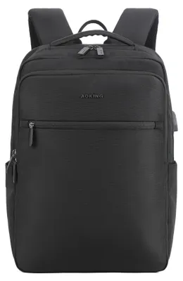 Immagine prodotto di Zaino unisex nero in poliestere, con tasche con zip e spallacci imbottiti
