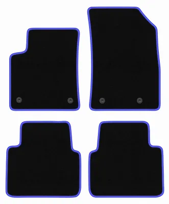 Produktbild von Fußmatten Automatten Velours Schwarz/Blau für Opel Crossland X 2017- Set 4-tlg