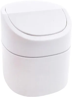 Immagine prodotto di Ibenzoa® Contenitore per rifiuti compatto e mini con coperchio – 2 litri, bianco, plastica, 13 x 16 cm – pattumiera salvaspazio per bagno, ufficio e camera da letto