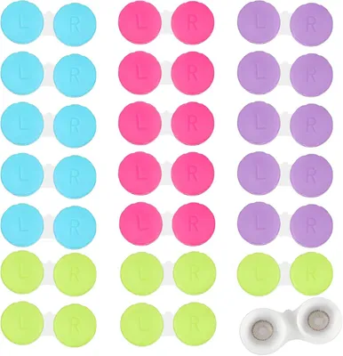 Imagen del producto de Juego de estuches para lentes de contacto, 20 unidades, de colores variados, fabricados en plástico, para lentes blandas, higiénicos