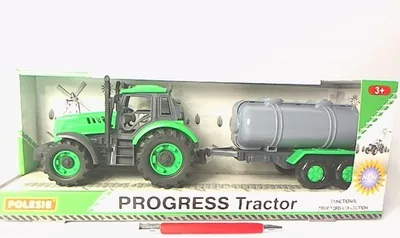 Produktbild von Traktor Kinder Spielzeug Progress m. Fassanhänger grün Schwungrad Fahrzeug +3J