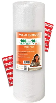 Image de Film à bulles transparent, 100 cm x 10 m, avec 12 étiquettes, pour l'emballage