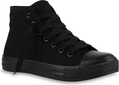 Zdjęcie produktu dla Mytrendshoe Damskie Sneakersy High Top Buty Sportowe Cloth Shoes Casual Lace-up 816751, Kolor: Czarny, Rozmiar: 37