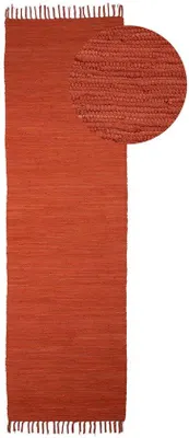 Zdjęcie produktu dla Ibenzoa® Ręcznie tkany dywan w stylu boho, wykonany w 100% z bawełny, w ciepłym odcieniu pomarańczowym, o wymiarach 60 x 180 cm, z frędzlami