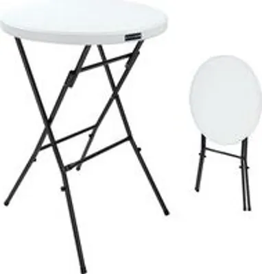 Obrázok produktu pre CASARIA® Barový stôl Ø 72 cm Skladací okrúhly stôl Garden 110 cm vysoký Kovový skladací stôl s vodoodpudivou úpravou Bistro stôl Párty stôl Barový stôl Pivný stôl Biely