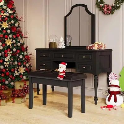 Obrázok produktu pre Drevená klavírna lavica - Dvojitá lavica s úložným priestorom - Čalúnenie z pravej kože - Rozmery 55 × 35 × 49 cm - Nosnosť 150 kg - Čalúnený sedák - Čierna farba