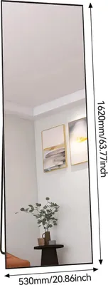 Zdjęcie produktu dla Lustro pełnopostaciowe – lustro stojące i ścienne – aluminiowa rama – szkło bezpieczne – 140 x 40 cm – złote