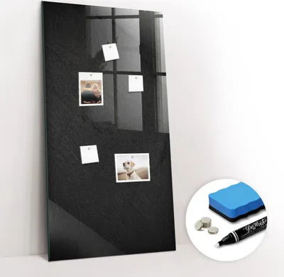 Produktbild von Magnetpinnwand Memoboard - Zubehörsatz - Weißer Marker + Schwamm + Magnete - 60 x 120 cm - Dunkler Fels
