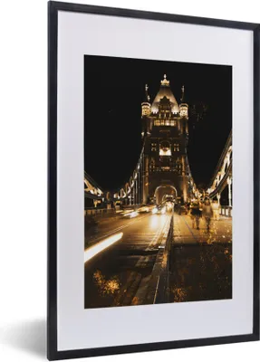 Produktbild von MuchoWow® MuchoWow® Gerahmtes Poster Gold - Brücke - Tower Bridge 40x60 cm - Poster mit zchwarzem Bilderrahmen - Poster in Rahmen
