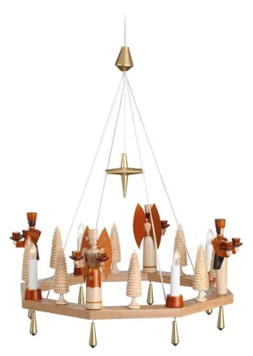 Produktbild von Lichterkranz  Adventskranz natur mit Engel und Bergmann elektrisch BxT = 38x38cm NEU