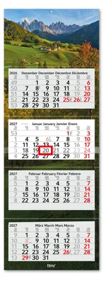 Produktbild von Timr 4-Monatskalender 2027 - Wandkalender 4 Monate I Motiv Berge I tr426