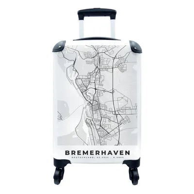 Produktbild von MuchoWow® Koffer Handgepäck Trolley Rollkoffer Kleine Reisekoffer mit 4 Rollen - Deutschland - Karte - Bremerhaven - Karte - Stadtplan - Cabin Size < 55x40x23 cm & 55x40x20 cm - Fotokoffer - Kabinenkoffer - Boardgepäck - Reise-Box - Reisekoffer - Reisegepäck - Koffer mit Bild - Trolley für Kinder