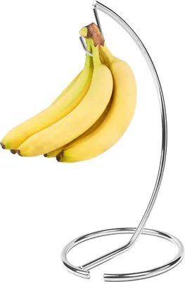 Produktbild von Relaxdays Bananenhalter, Metall, H x D: 34,5 x 16,5 cm, gegen Druckstellen, Bananen Aufbewahrung, Bananenständer, silber