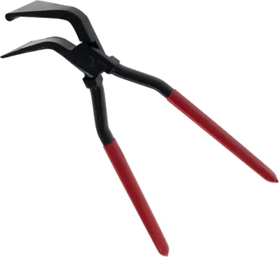 Obrázek produktu pro Krimpovací kleště R8, ohnuté pod úhlem 45°, 280 mm - s poloměrem svaru 8 mm, potažené KTL, potažené červeným plastem, na zinkový, hliníkový a měděný plech - Plechárenské nářadí 282159