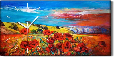 Produktbild von Wandkunst Leinwand Bild Uhr Geräuschlos 60x30 Gemälde Blumen Himmel Wolken Kunst - weiße Hände