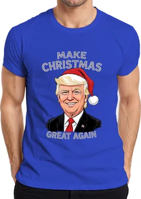 Produktbild von MAKE CHRISTMAS GREAT AGAIN Weihnachten Karikatur Patriotisch USA Herren T-Shirt, Blau, L